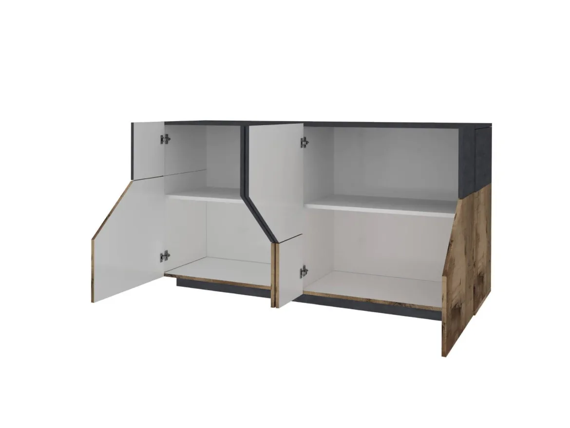 Credenza acero e ardesia 158x43x86h cm 4 ante - Agis