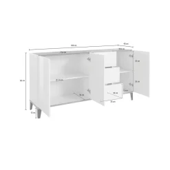 Credenza acero e ardesia 160x40x82h cm 4 ante - Ashley