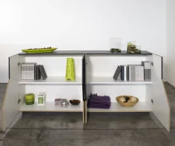 Credenza acero e ardesia 200x43x86h cm 4 ante - Ania