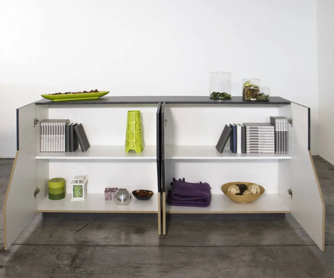 Credenza acero e ardesia 200x43x86h cm 4 ante - Ania