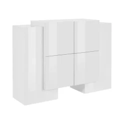 Credenza Age, cm 130x45h100, Bianco lucido e Ardesia