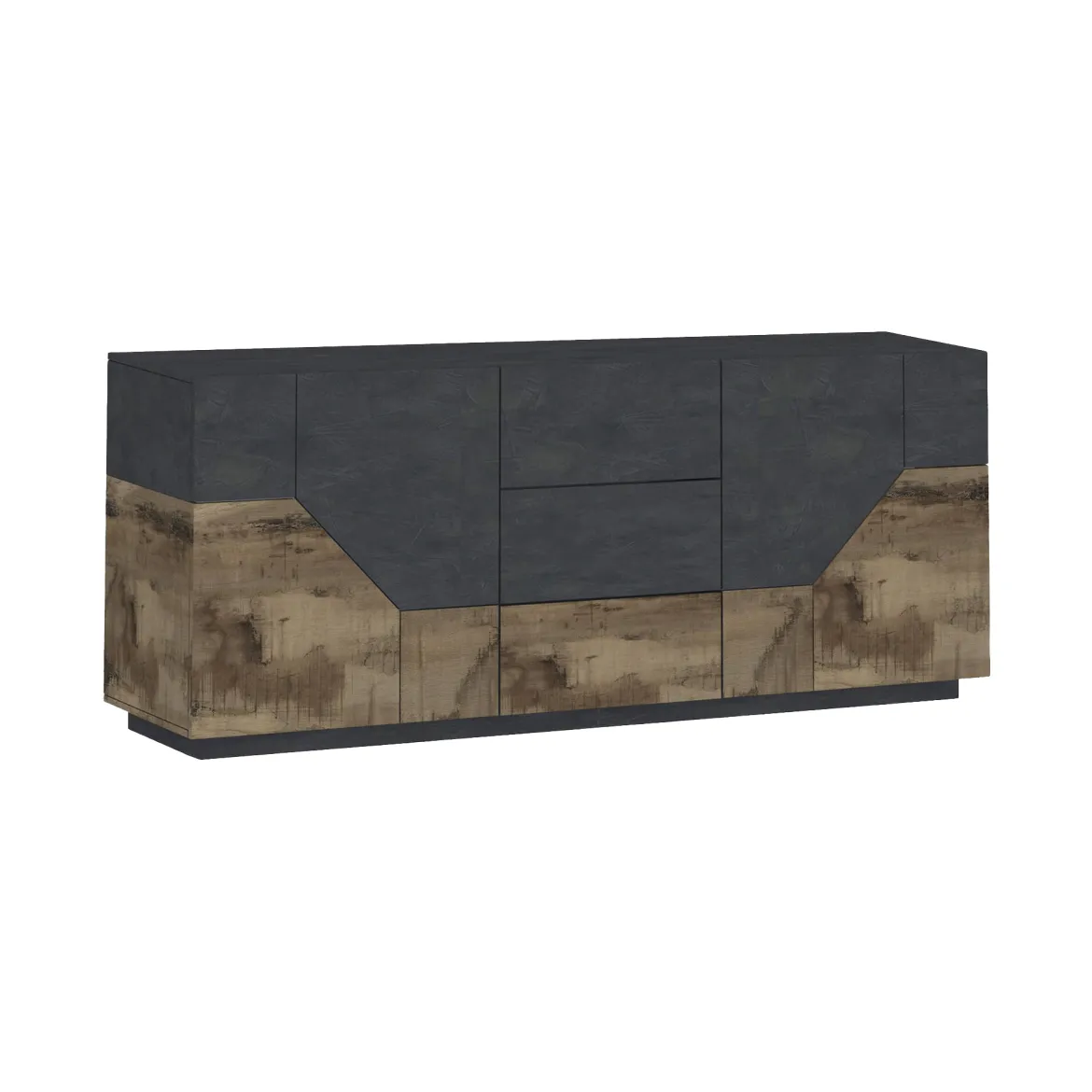 Credenza Almira, cm 220x43h86, Ardesia e Acero