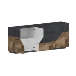 Credenza Almira, cm 220x43h86, Ardesia e Acero