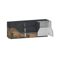 Credenza Almira, cm 220x43h86, Ardesia e Acero