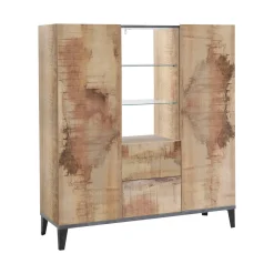 Credenza alta acero e ardesia 120x40x132h cm 2 ante e 2 cassetti - Scirocco