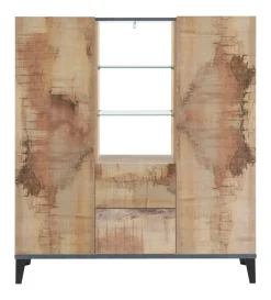 Credenza alta acero e ardesia 120x40x132h cm 2 ante e 2 cassetti - Scirocco