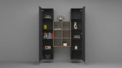 Credenza alta antracite e acero 40x30x180h cm 2 ante - Danila