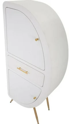 Credenza alta bianca e oro 60x32x133h cm 2 ante e 1 cassetto - Tellier