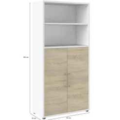 Credenza alta bianca e quercia 89x40x221h cm 2 ante - Valsesia