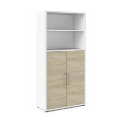 Credenza alta bianca e quercia 89x40x221h cm 2 ante - Valsesia