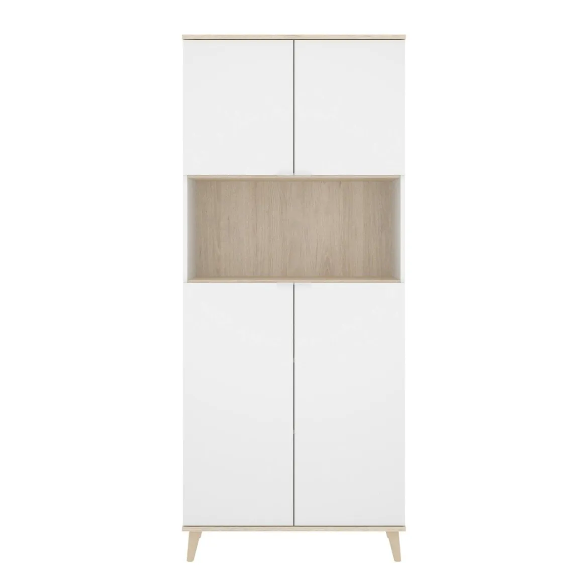 Credenza alta bianca e rovere porta microonde 80x40x191h cm 4 ante - Acura