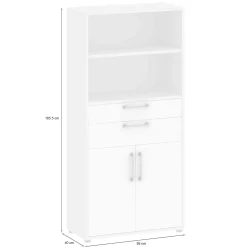 Credenza alta bianca 89x40x185h cm 2 ante e 2 cassetti - Albidona