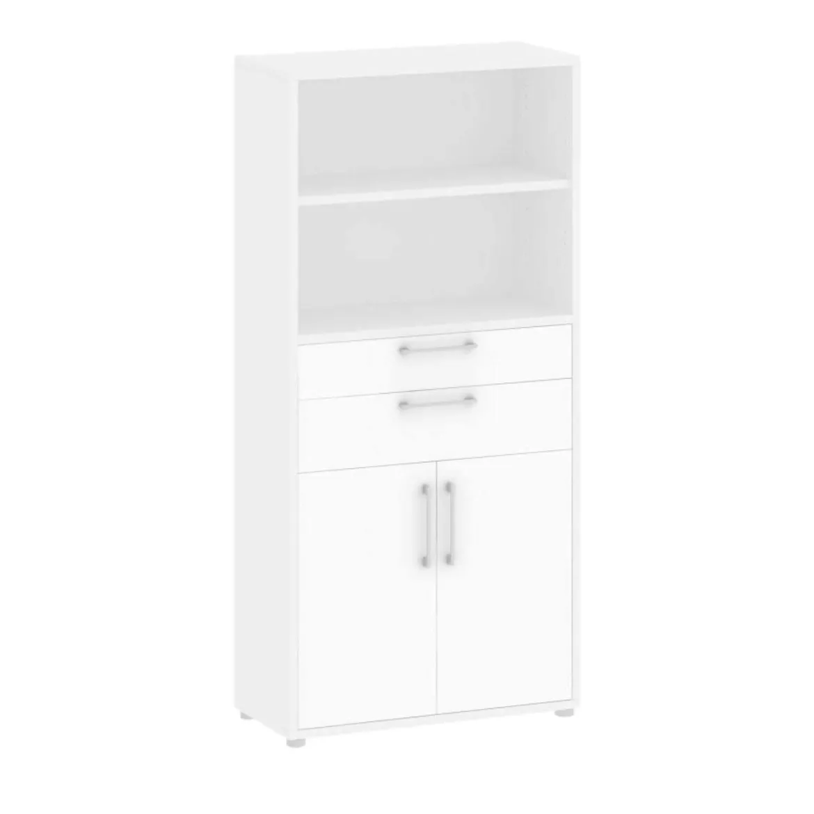 Credenza alta bianca 89x40x185h cm 2 ante e 2 cassetti - Albidona