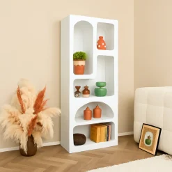 Credenza alta bianca 60x32x150h cm 5 vani - Arsenio