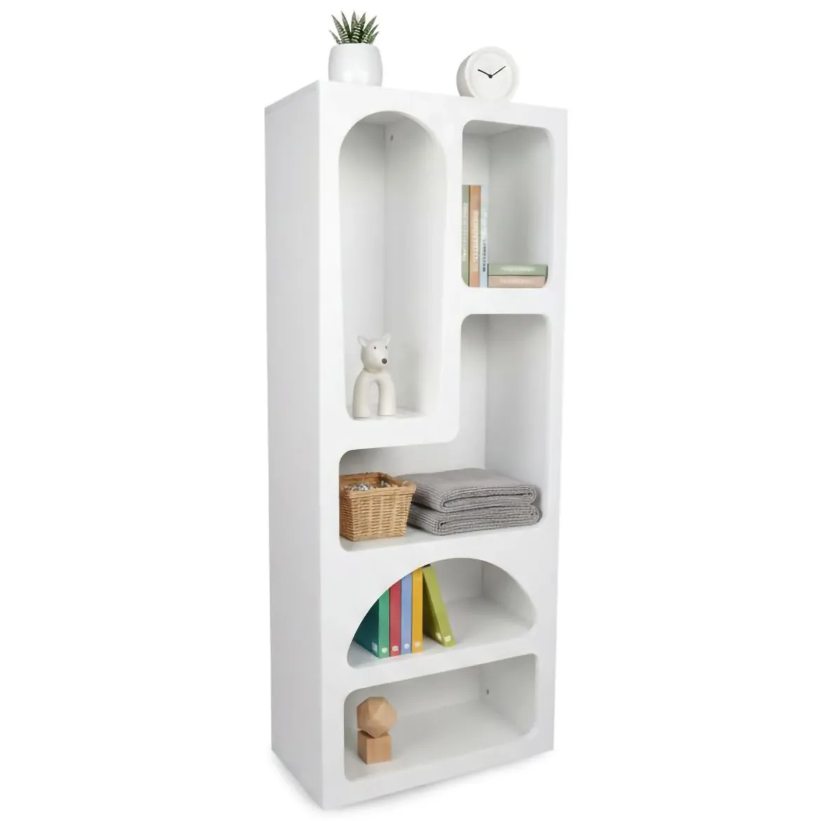 Credenza alta bianca 60x32x150h cm 5 vani - Arsenio