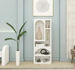 Credenza alta bianca 60x32x150h cm 5 vani - Arsenio