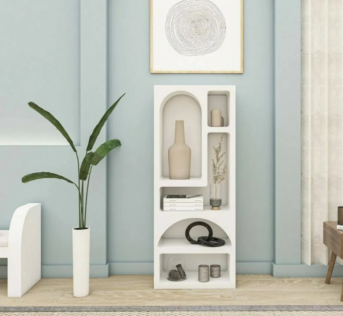 Credenza alta bianca 60x32x150h cm 5 vani - Arsenio