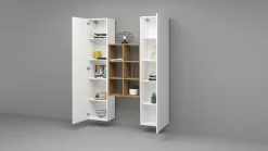 Credenza alta bianco lucida e acero 40x30x180h cm 2 ante - Danila