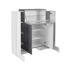 Credenza alta bianco lucida e ardesia 130x45x135h cm 5 ante - Acquadolce