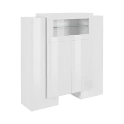 Credenza alta bianco lucida 130x45x135h cm 5 ante - Acquadolce