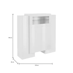 Credenza alta bianco lucida 130x45x135h cm 5 ante - Acquadolce