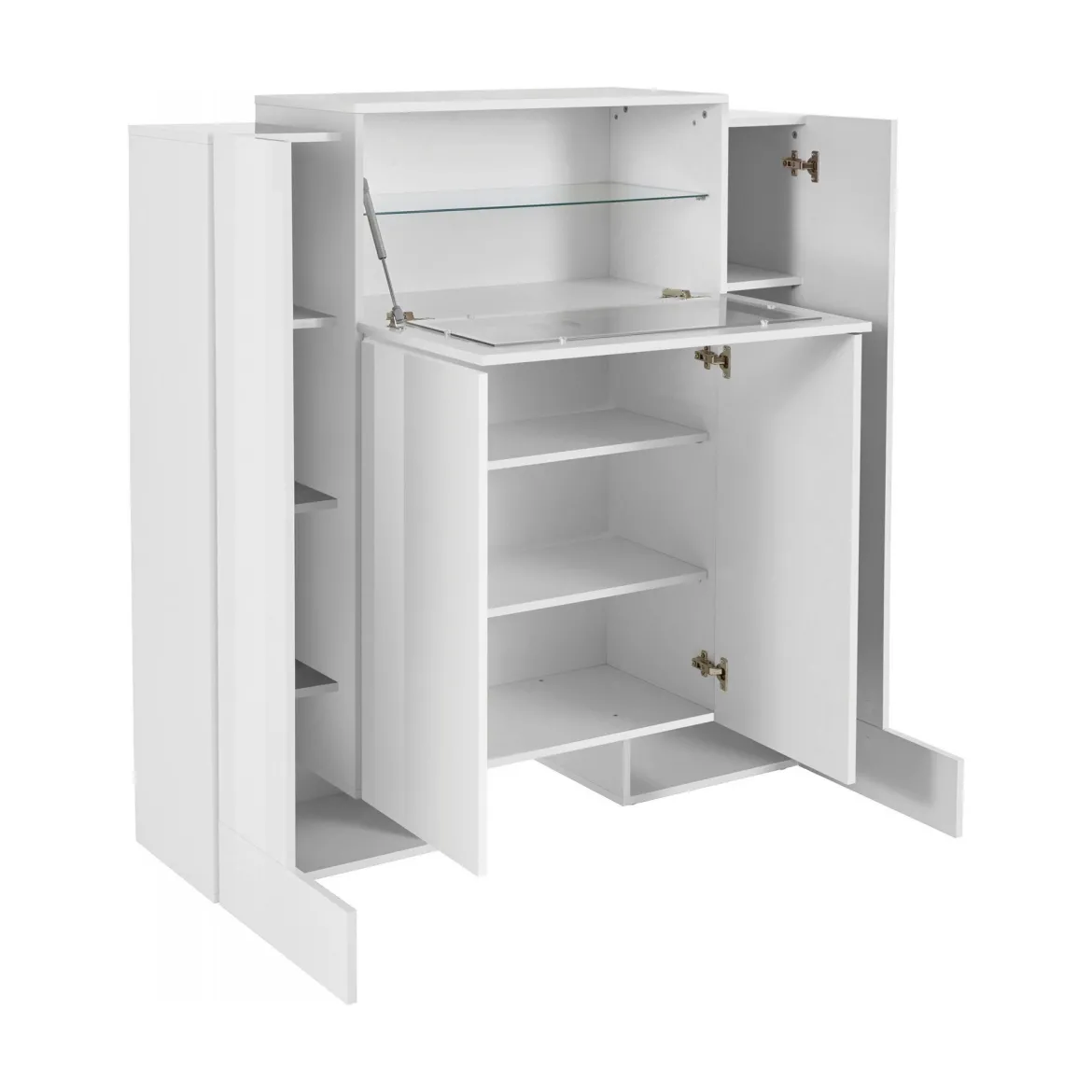 Credenza alta bianco lucida 130x45x135h cm 5 ante - Acquadolce
