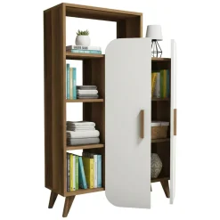 Credenza alta noce e bianca 90x32x132h cm 2 ante - Tormalina