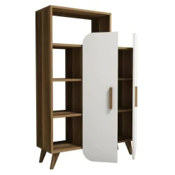 Credenza alta noce e bianca 90x32x132h cm 2 ante - Tormalina