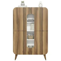 Credenza alta noce e bianca 93x31x144h cm 2 ante - Novella