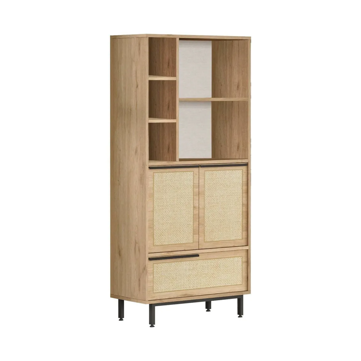 Credenza alta noce e quercia 74x35x161h cm 2 ante - Vinta