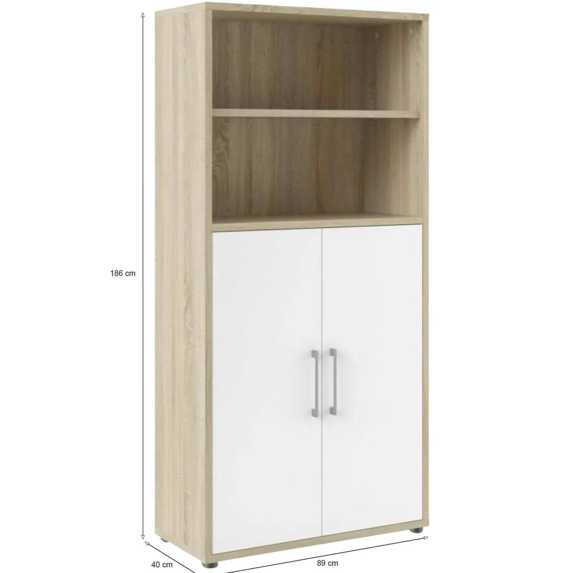 Credenza alta quercia e bianca 89x40x186h cm 2 ante - Saotome
