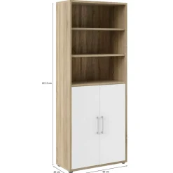 Credenza alta quercia e bianca 89x40x221h cm 2 ante - Valsesia