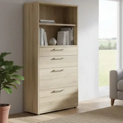 Credenza alta quercia 89x40x185h cm 4 cassetti - Ciudad