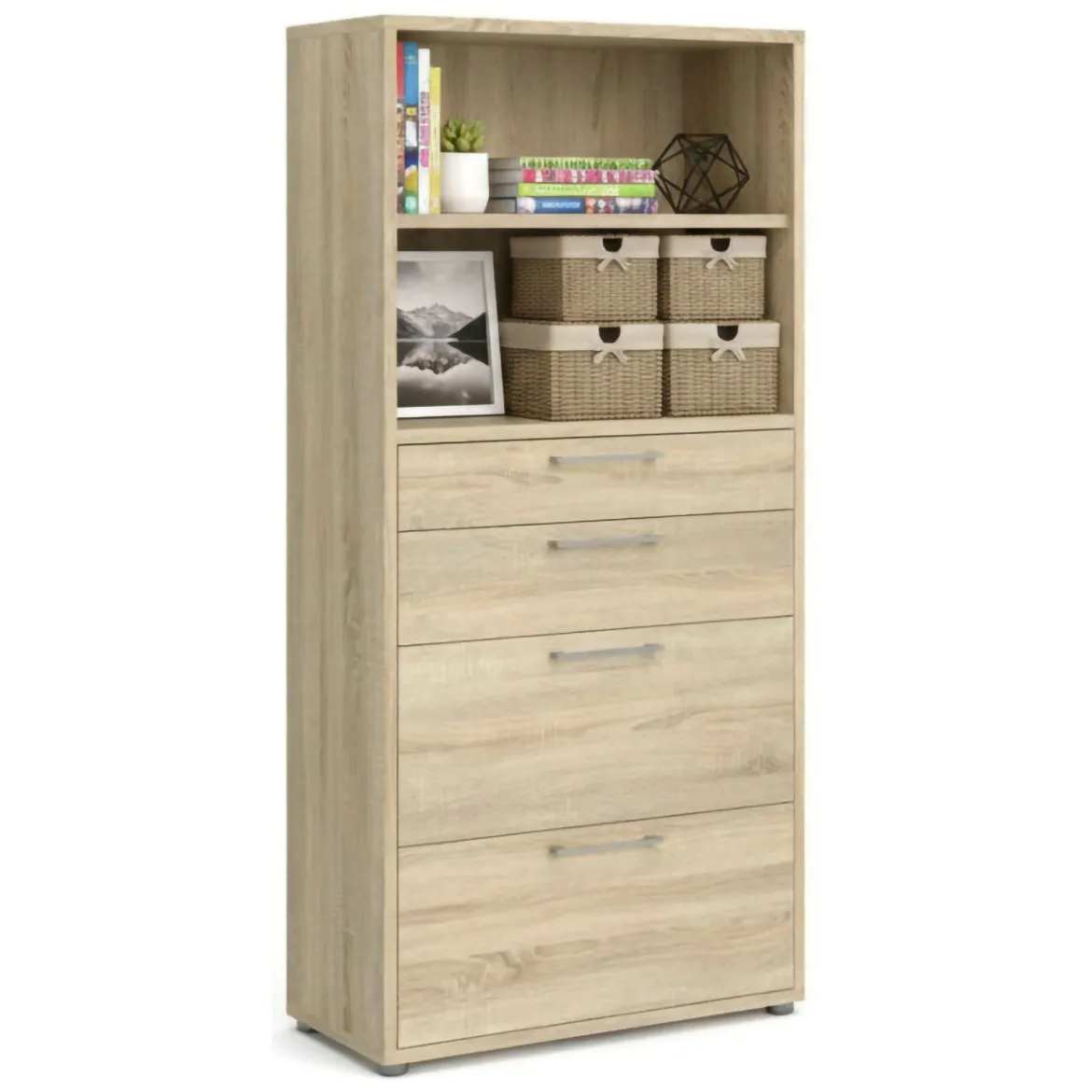 Credenza alta quercia 89x40x185h cm 4 cassetti - Ciudad