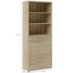Credenza alta quercia 89x40x221h cm 4 cassetti - Aritzo