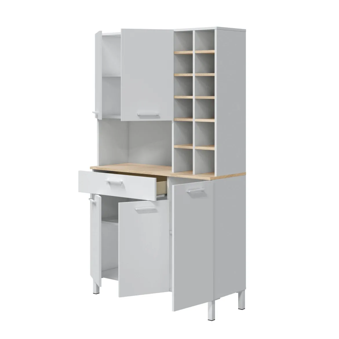 Credenza alta rovere e bianca 79x34x204h cm 4 ante - Pierre