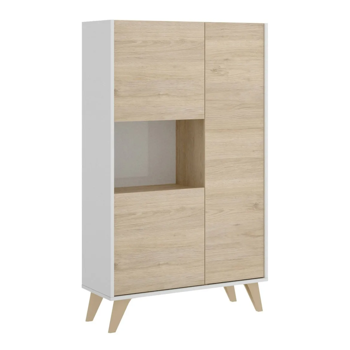 Credenza alta rovere e bianca 81x43x135h cm 3 ante - Crono