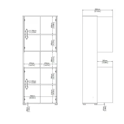 Credenza alta rovere e grigia 79x34x204h cm 4 ante - Pierre