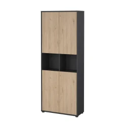 Credenza alta rovere e grigia 79x34x204h cm 4 ante - Pierre