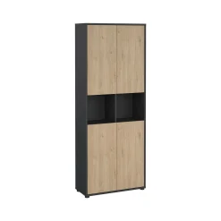 Credenza alta rovere e grigia 79x34x204h cm 4 ante - Pierre