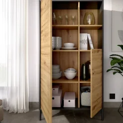 Credenza alta rovere nodi e antracite 72x33x143h cm 2 ante - Akilina