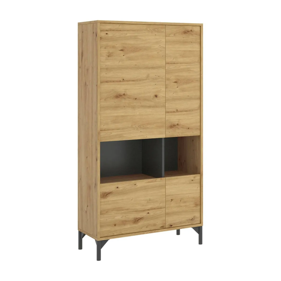 Credenza alta rovere nodi e antracite 72x33x143h cm 4 ante - Gerbera