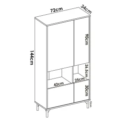 Credenza alta rovere nodi e antracite 72x33x143h cm 4 ante - Gerbera