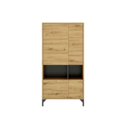 Credenza alta rovere nodi e antracite 72x33x143h cm 4 ante - Gerbera