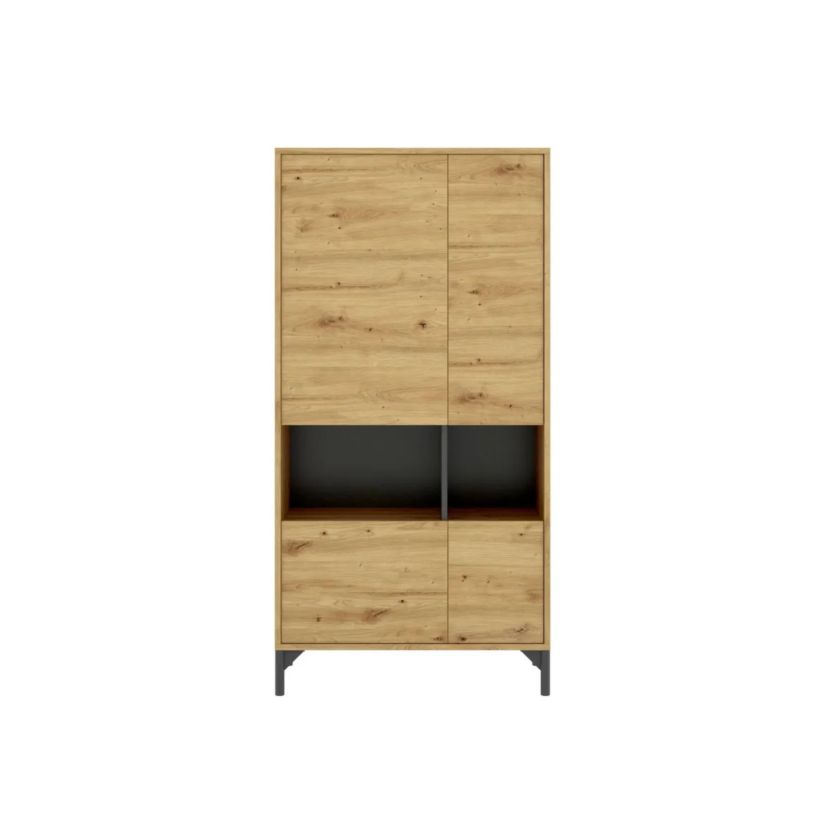 Credenza alta rovere nodi e antracite 72x33x143h cm 4 ante - Gerbera