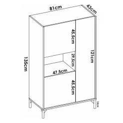 Credenza alta rovere nodi 81x43x135h cm 3 ante - Crono