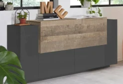 Credenza antracite e acero 160x45x86h cm 4 ante - Muscari