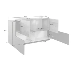 Credenza antracite e acero 160x45x86h cm 4 ante - Muscari