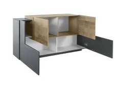 Credenza antracite e acero 160x45x86h cm 4 ante - Muscari