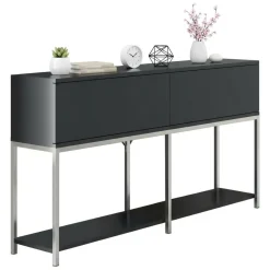 Credenza antracite e argento 150x30x80h cm 2 ante - Basilia